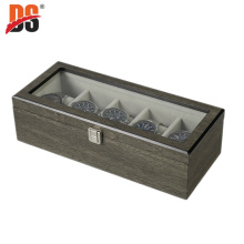 DS High Quality Gray Storage 5 Watches Box Display Watch Wood Box With Acrylic Window